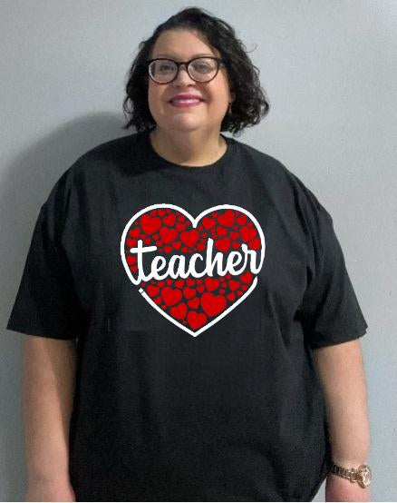Teacher heart graphic tee shirt