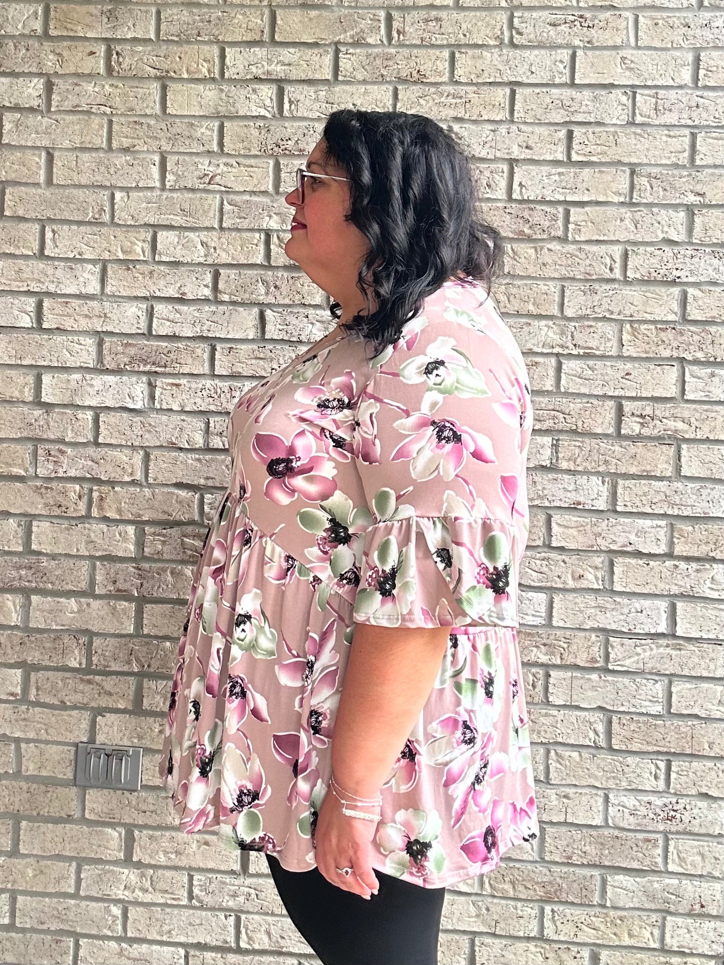 Top babydoll floral malva Kayla