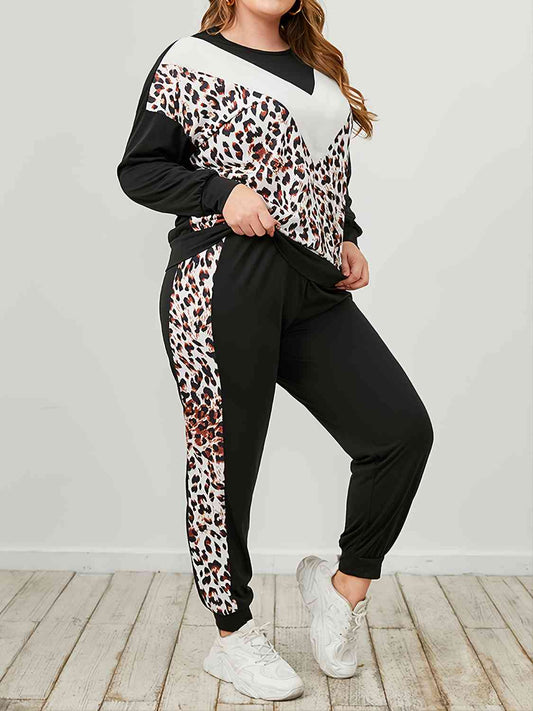Leopard Sweatshirt and Sweatpants Set