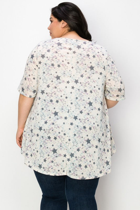 Madelynn Ivory star print swing top