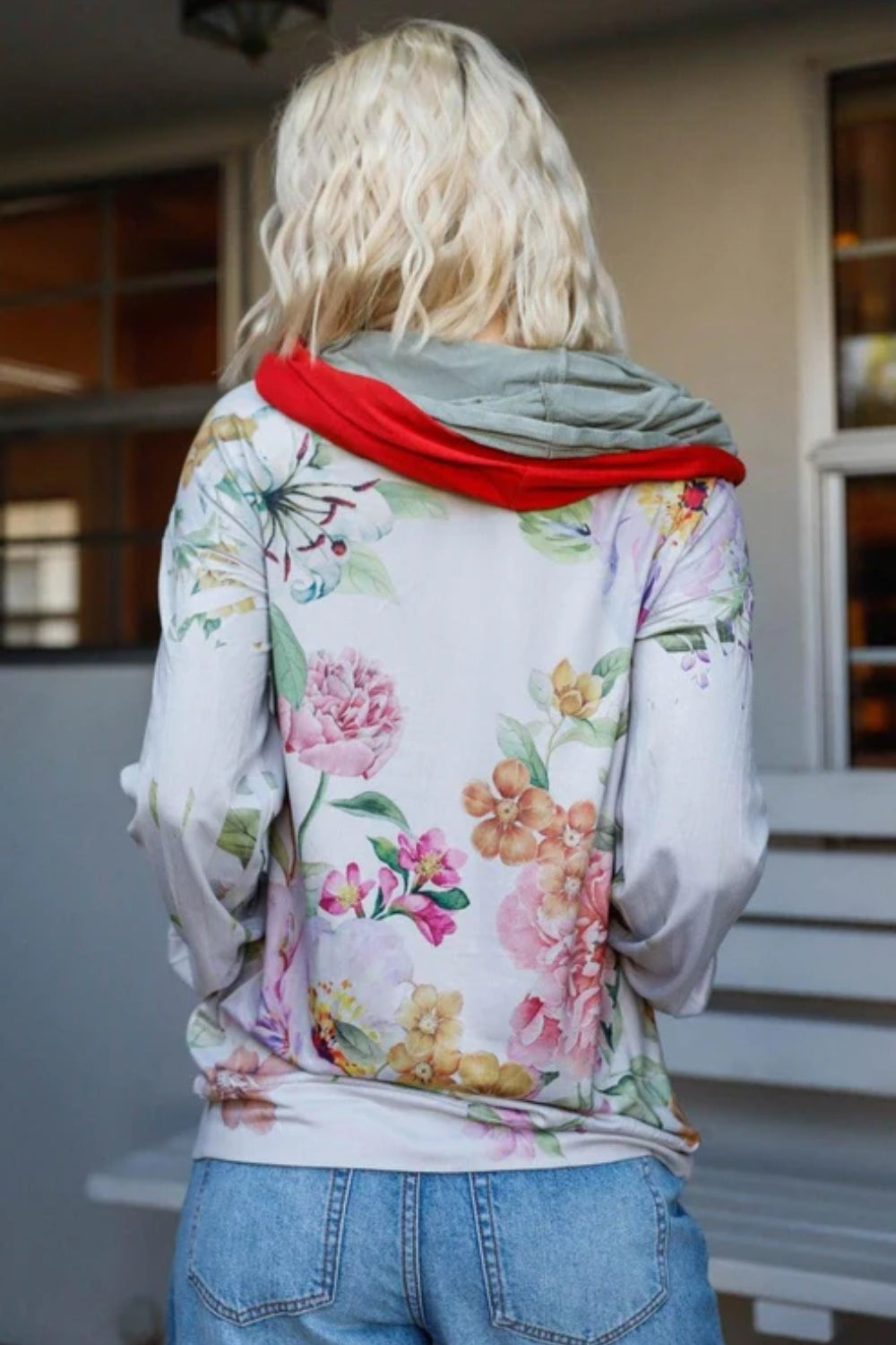 Tasha Apparel Floral Zip Up Hoodie