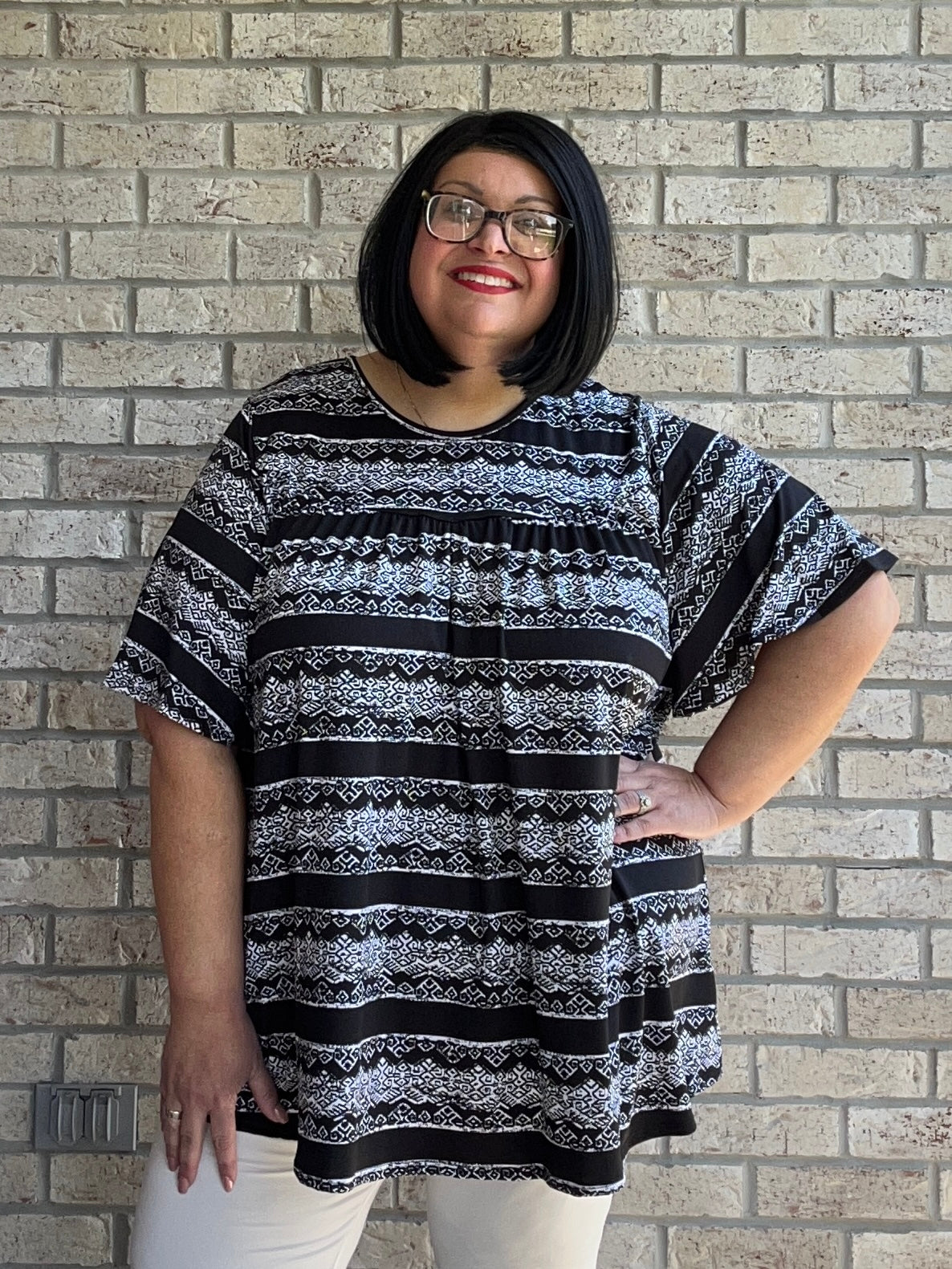Brooke black print top