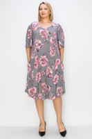 Eva V-NECK WIDE SLEEVES DRESS W POCKETS