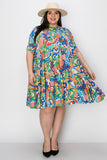 Diana SHORT SLEEVES PRINT TIERED RUFFLE DRESS