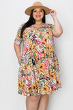 Claudine V-NECK PRINT DRESS W POCKETS