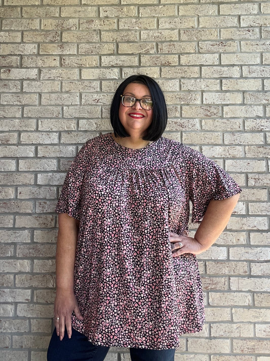 Brooke black pink floral print top 23