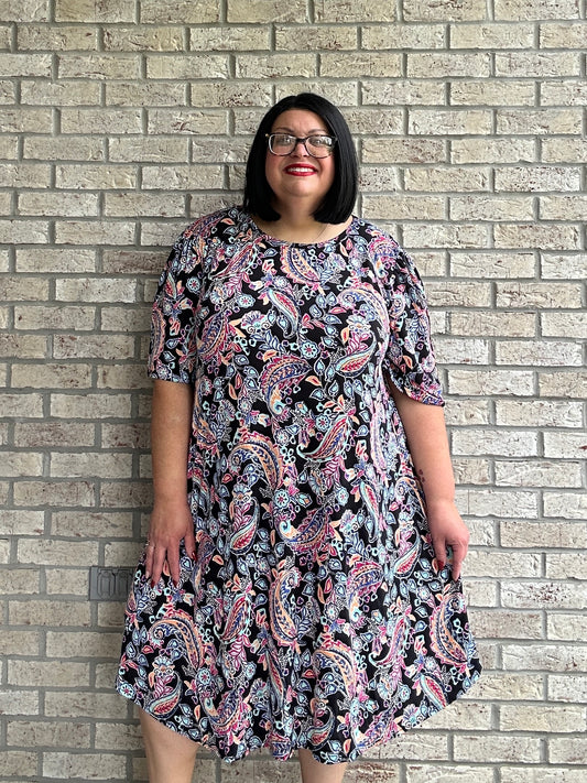 Eva multicolored print wide sleeve dress 5