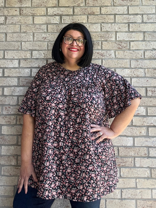 Brooke black floral print top 25