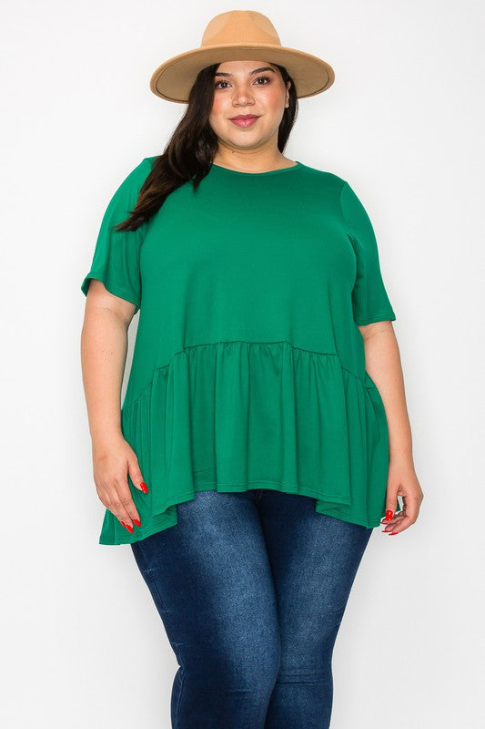 Mya green short sleeve babydoll top