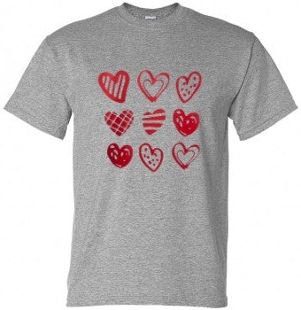 Red hearts graphic tee shirt