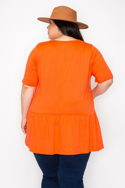 Mya orange short sleeve babydoll top