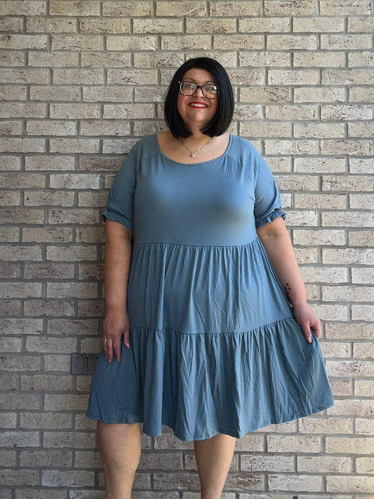 Dee teal tiered dress 31