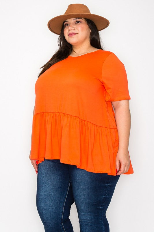 Mya orange short sleeve babydoll top