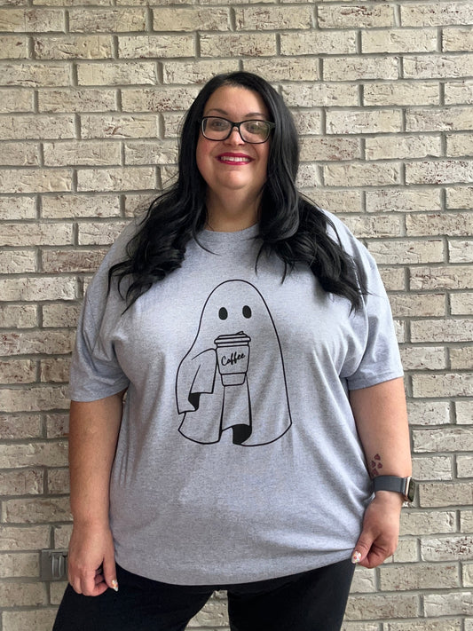 Ghost coffee graphic tee shirt