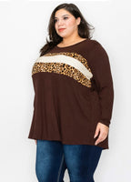 Brenda brown animal print tunic top