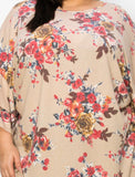 Erica tan floral ruffle sleeve top