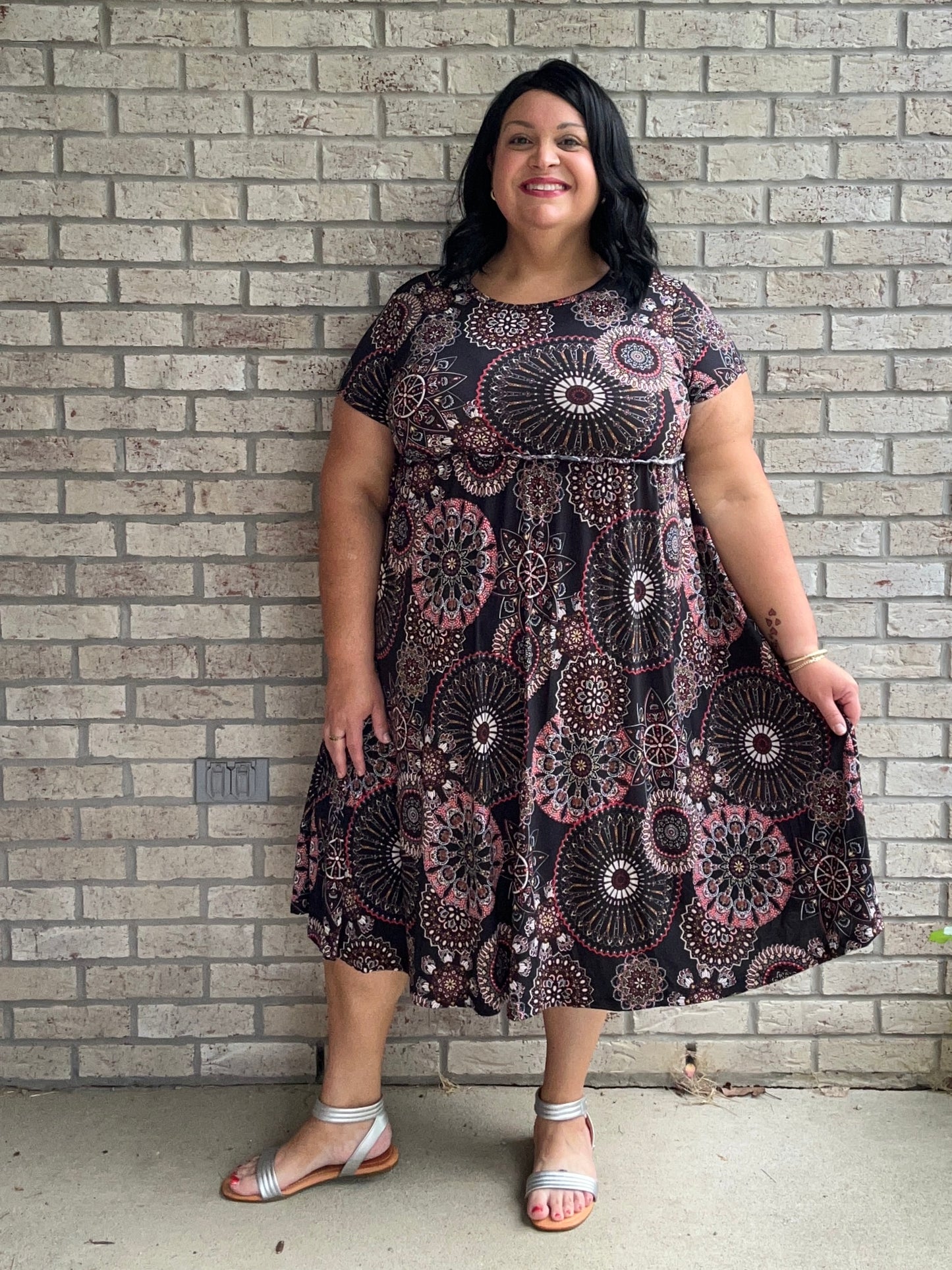 Joanne black print empire waist dress – Plus Size Closet