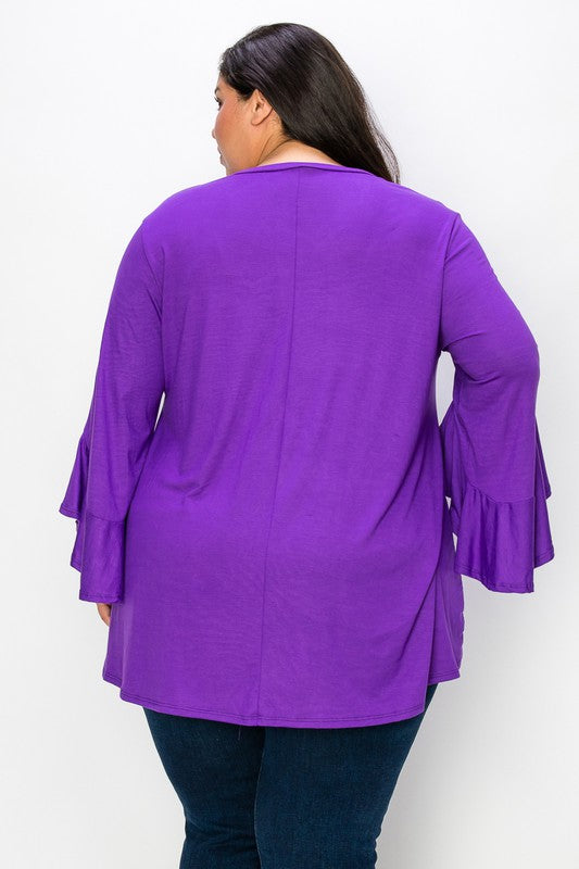 Kaylin purple ruffle sleeve top