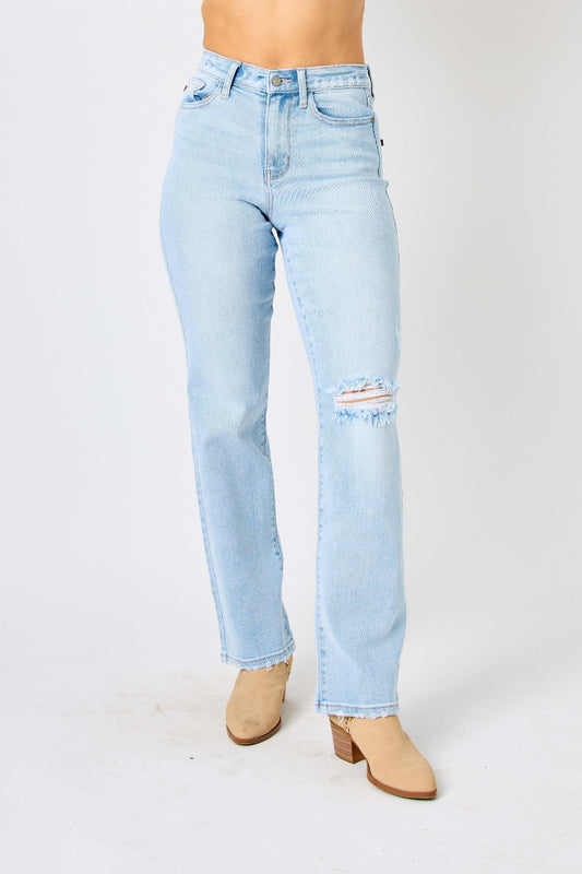 Judy Blue High Waist Distressed Straight Jeans