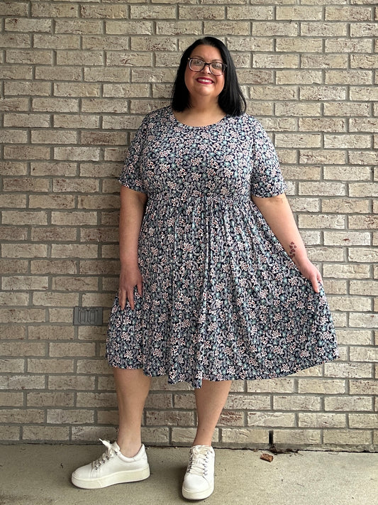 McKinley blue pink floral three tiered babydoll dress 8