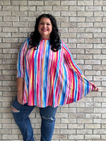 Alisha pink print swing top with 3/4 sleeves