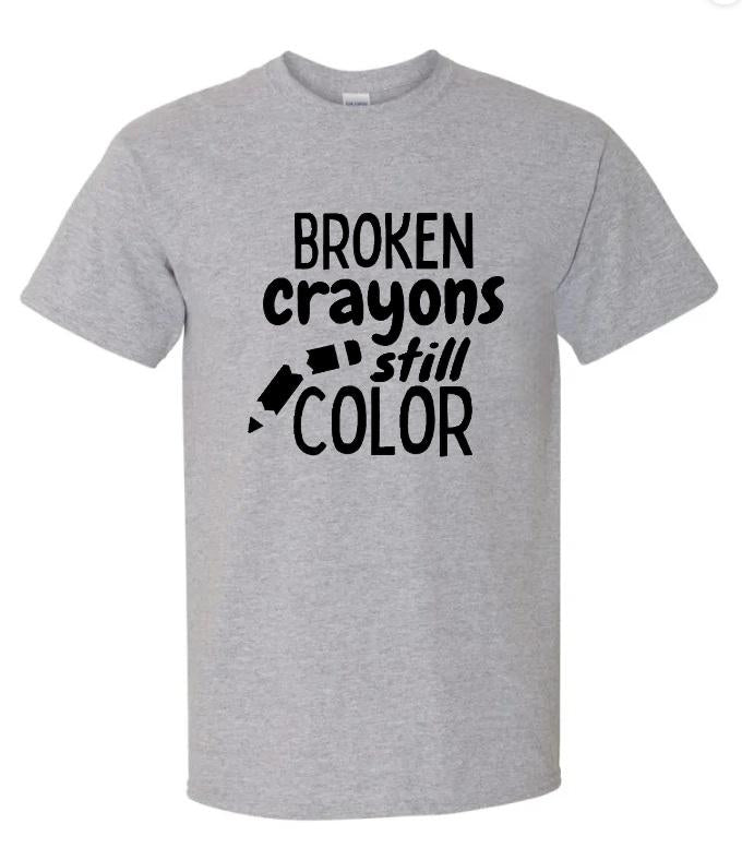 Broken Crayons graphic tee shirt