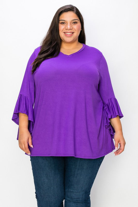 Kaylin purple ruffle sleeve top