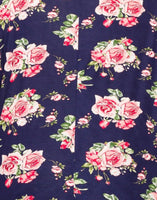 Kaylin navy floral ruffle sleeve top