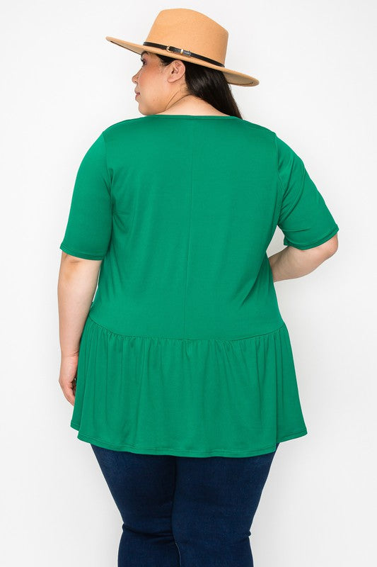 Mya green short sleeve babydoll top