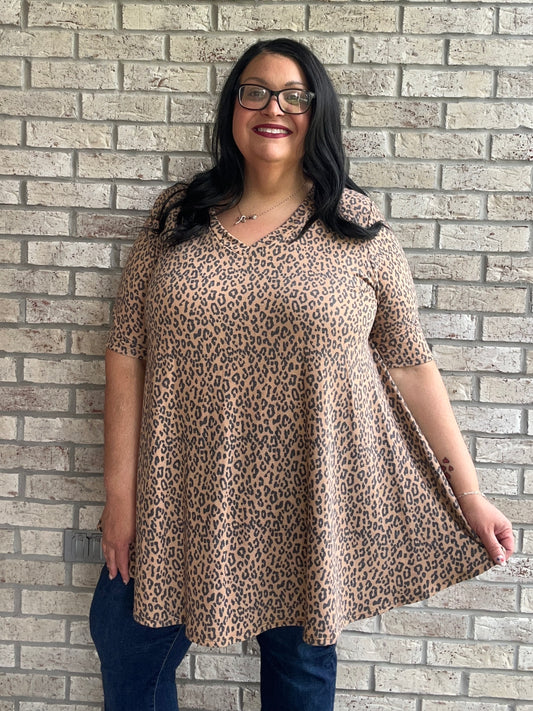 Claudia brown animal print swing top