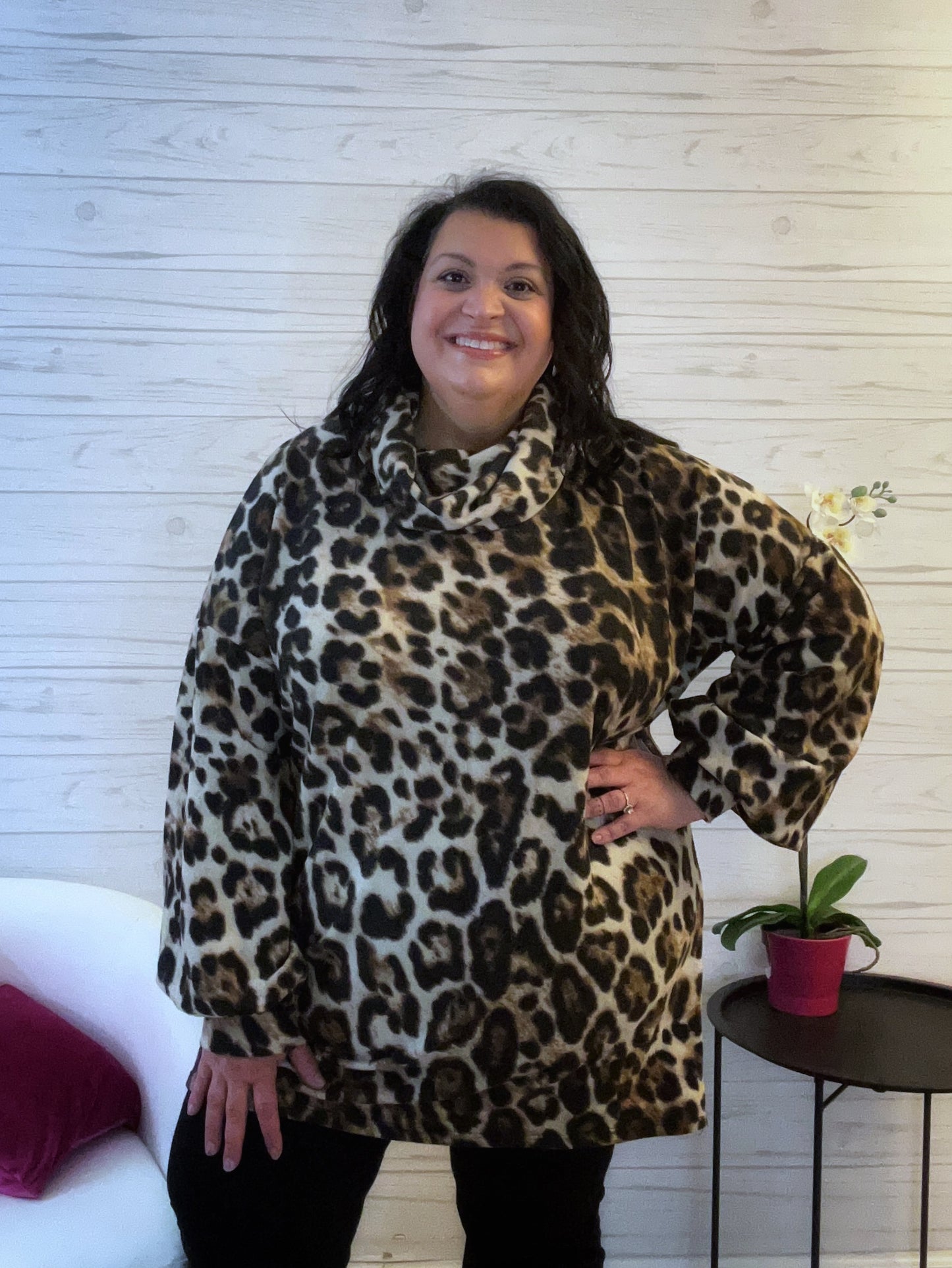 Cara brown animal print long sleeve top