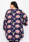 Kaylin navy floral ruffle sleeve top