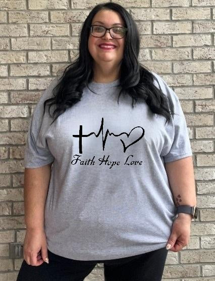 Faith Hope Love graphic tee shirt