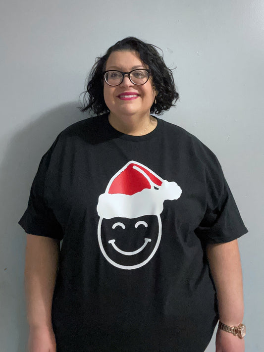 Smiley Santa graphic tee shirt