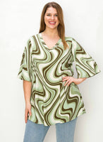 Zara green swirl print top