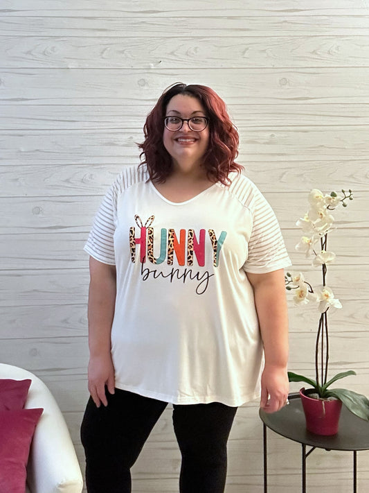 Camiseta a rayas con gráfico HUNNY BUNNY