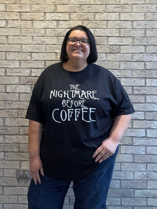 The Nightmare before Coffee graphic tee shirt