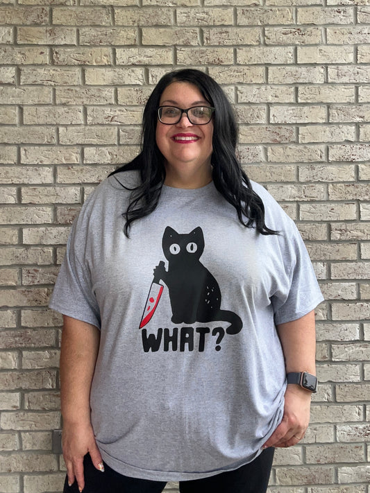 Black cat graphic tee shirt