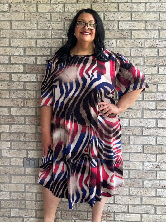 Eva brown swirl print wide sleeve dress 3