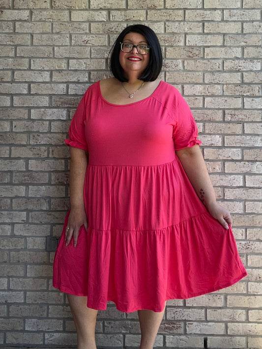 Dee coral tiered dress 31