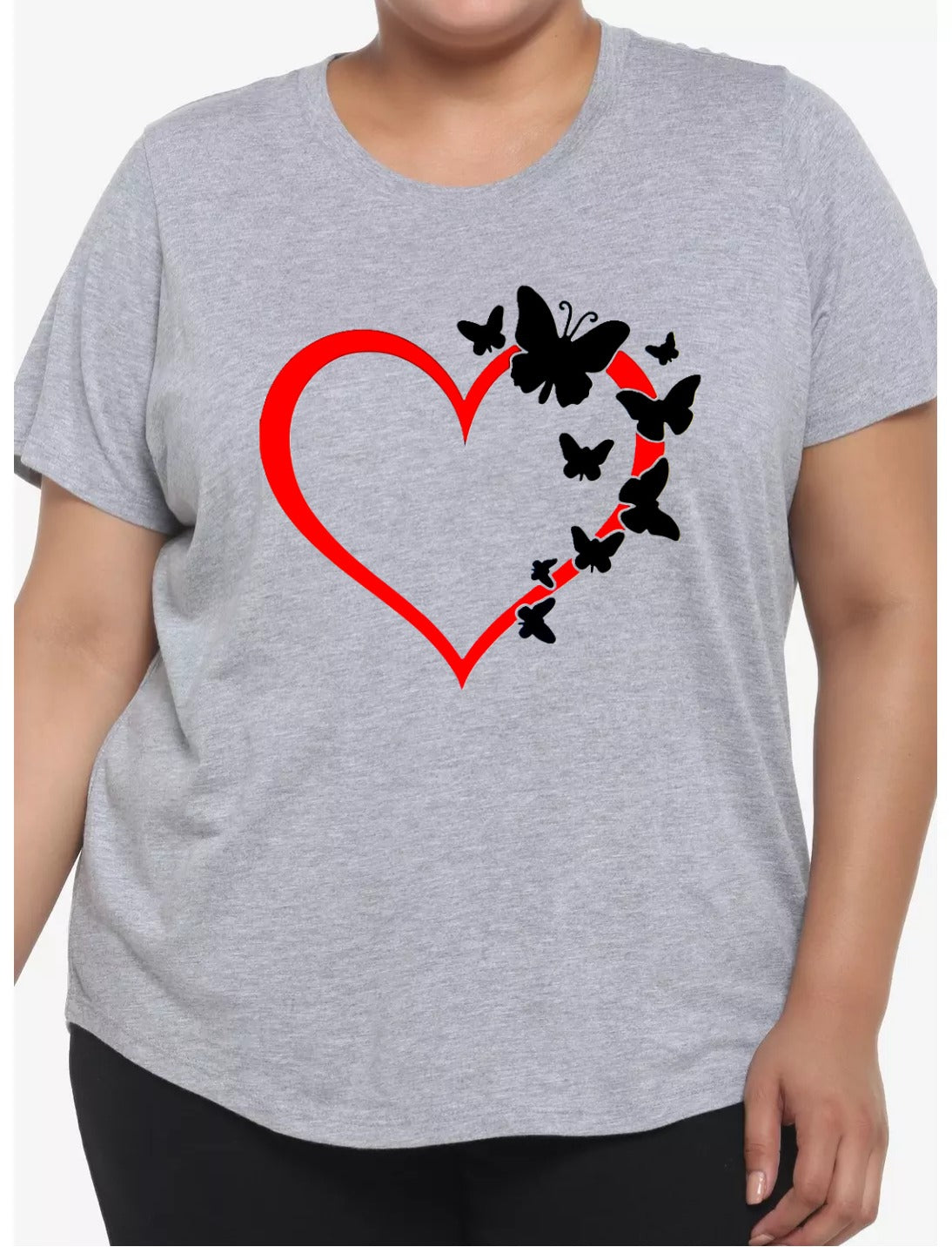 Red Heart with Butterflies Graphic Tee Shirt