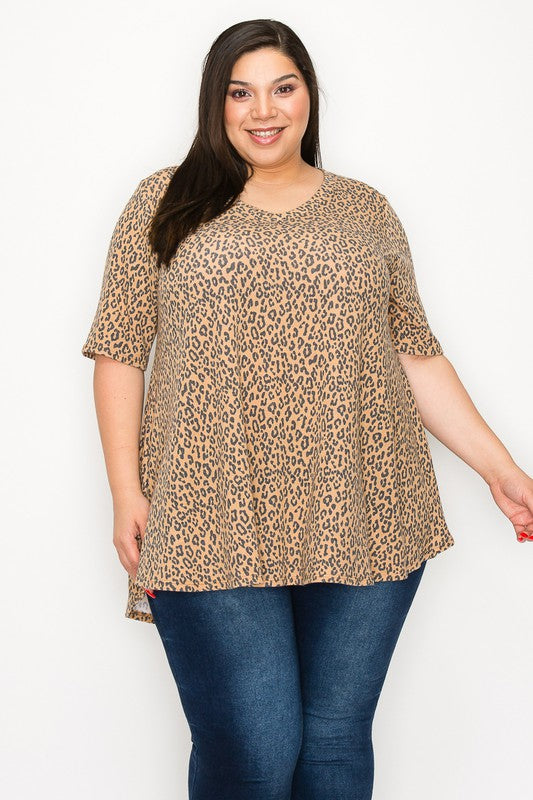 Top con vuelo estampado animal Claudia marrón