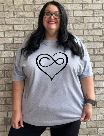 Infinity Heart graphic tee shirt