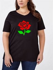 Single Red Rose Graphic Tee Shirt