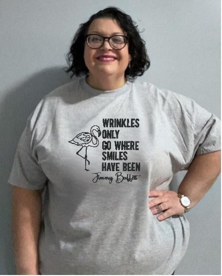 wrinkles and smiles graphic tee shirt