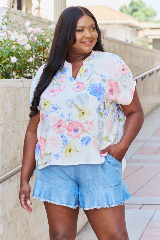 White Birch One And Only Short Sleeve Floral Print Top