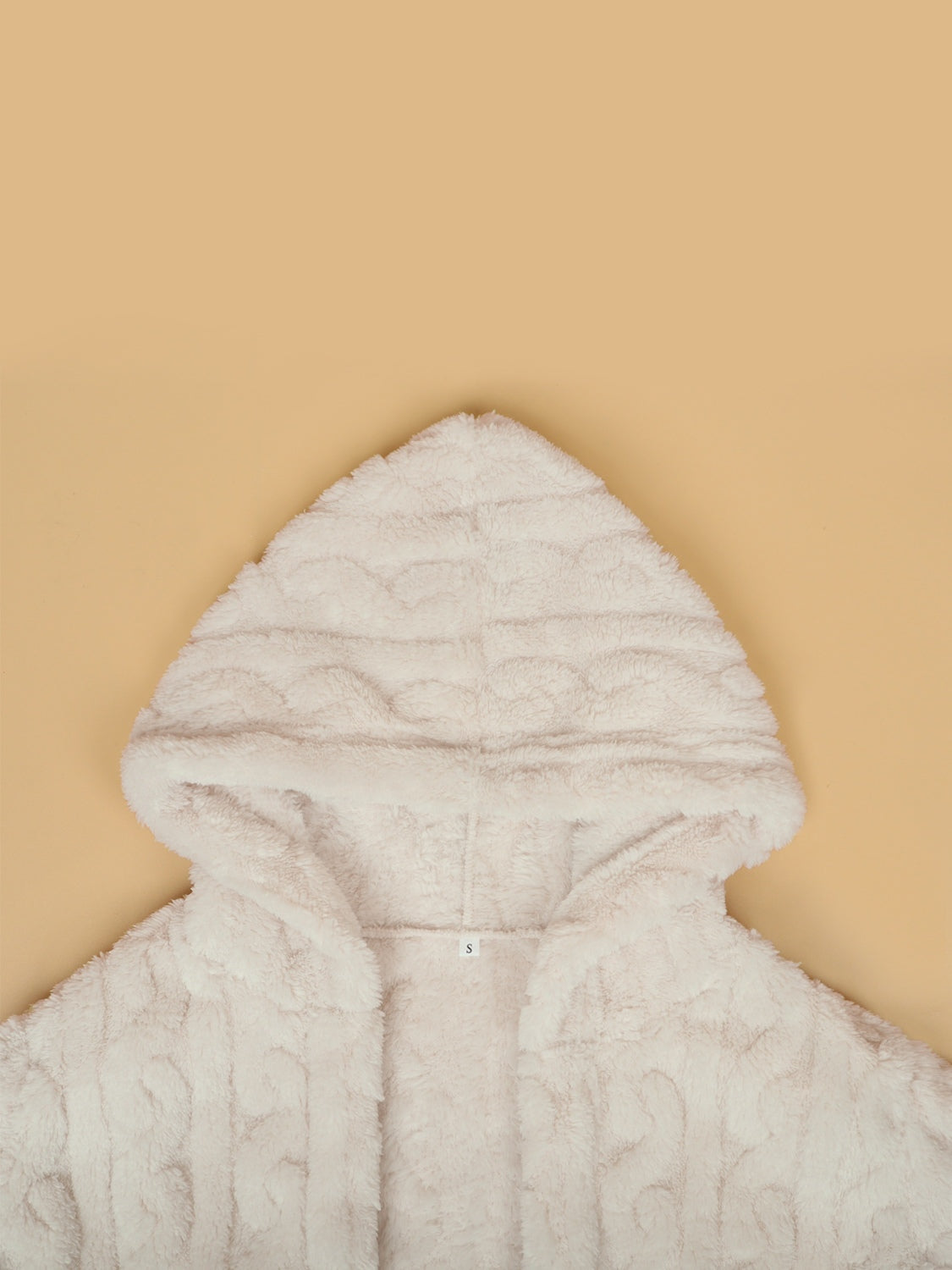 Open Front Hooded Plush Coat