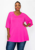 Brynn pink lace sleeve tunic top