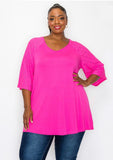Brynn pink lace sleeve tunic top