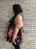 Suzy black floral sleeveless tunic tank top